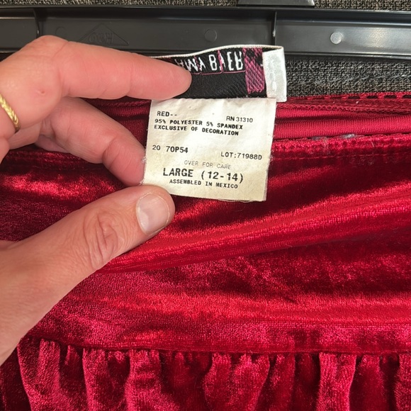 True Y2K Amy Byer Red Velvet Embroidered Skirt Large 12-14 Boho Romantic - Picture 4 of 4